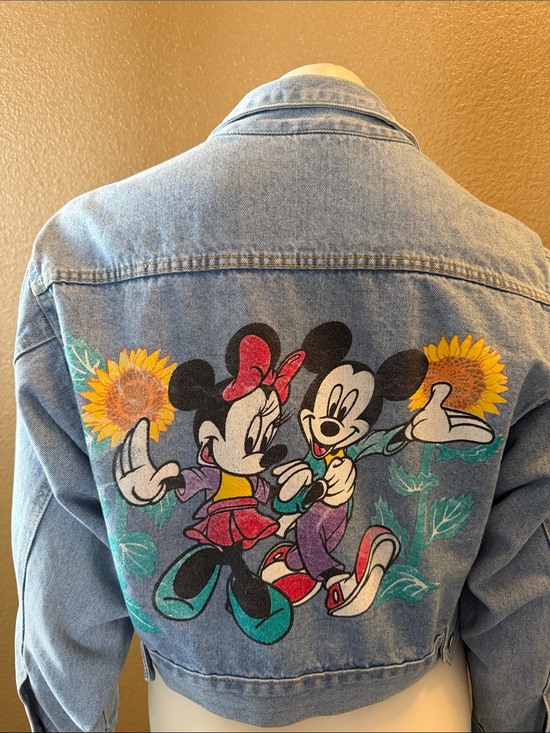 Jerry Leigh Jackets & Blazers - 1990s Vintage Disney Jerry Leigh Denim Jacket with Mickey & Minnie Sunflowers